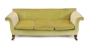 A large Victorian style sofa in the manner of Howard & Sons, 240cm wide, 92cm deep, 85cm high